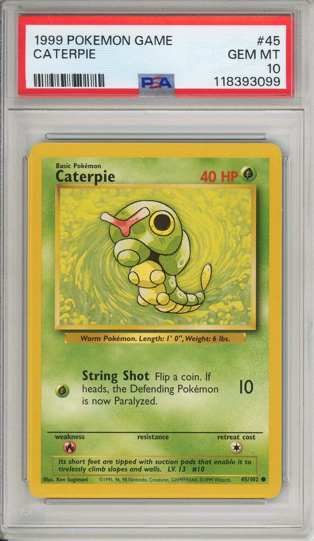 Pokemon Graded: Caterpie 45/102 Base Set (1999) PSA 10