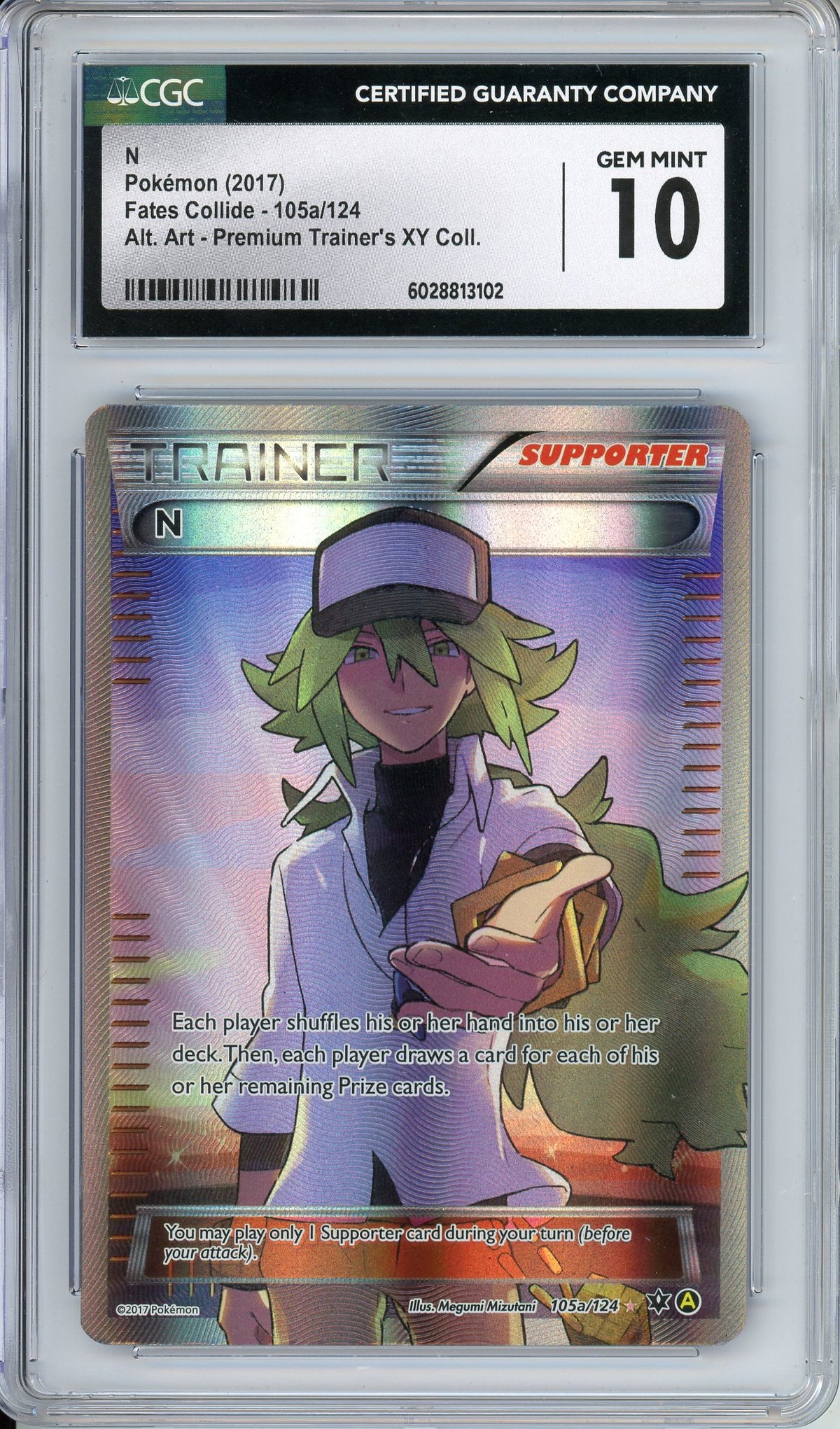 Pokemon Graded: N Trainer 105a/124 Premium Trainer's XY Collection (2017) Alt Art CGC 10