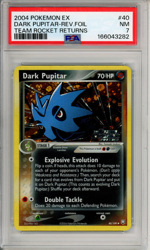 Pokemon Graded: Dark Pupitar 40/109 Team Rocket Returns (2004) Reverse Foil PSA 7