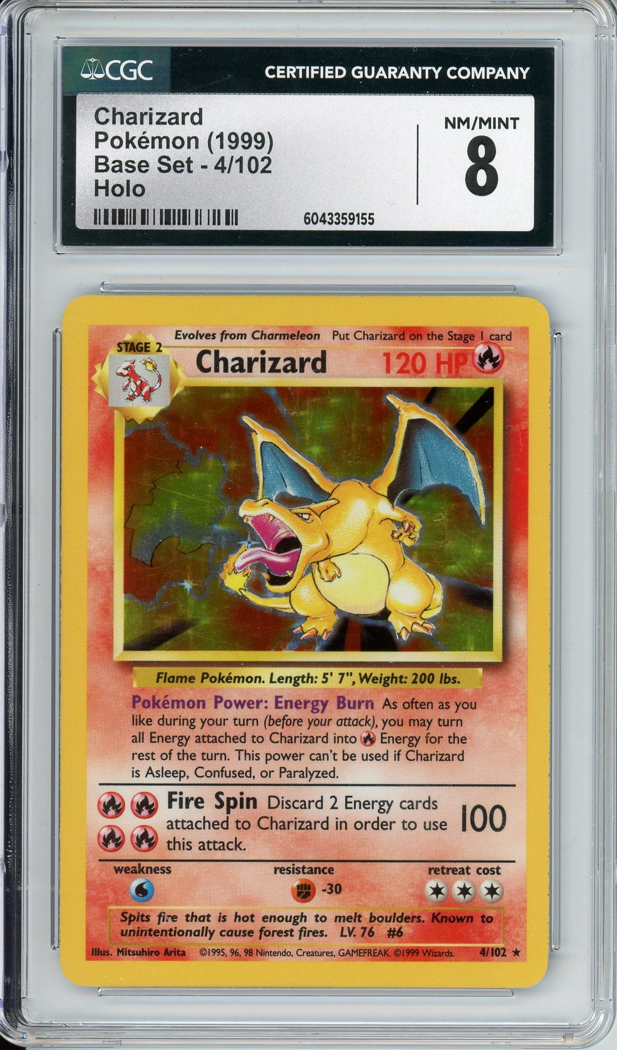 Pokemon Graded: Charizard 4/102 Base Set (1999) Holo CGC 8