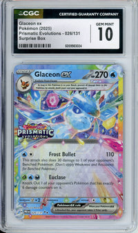 Pokemon Graded: Glaceon ex 26/131 Stamped Surprise Box Prsimatic Evolutions (2025) Holo CGC 10