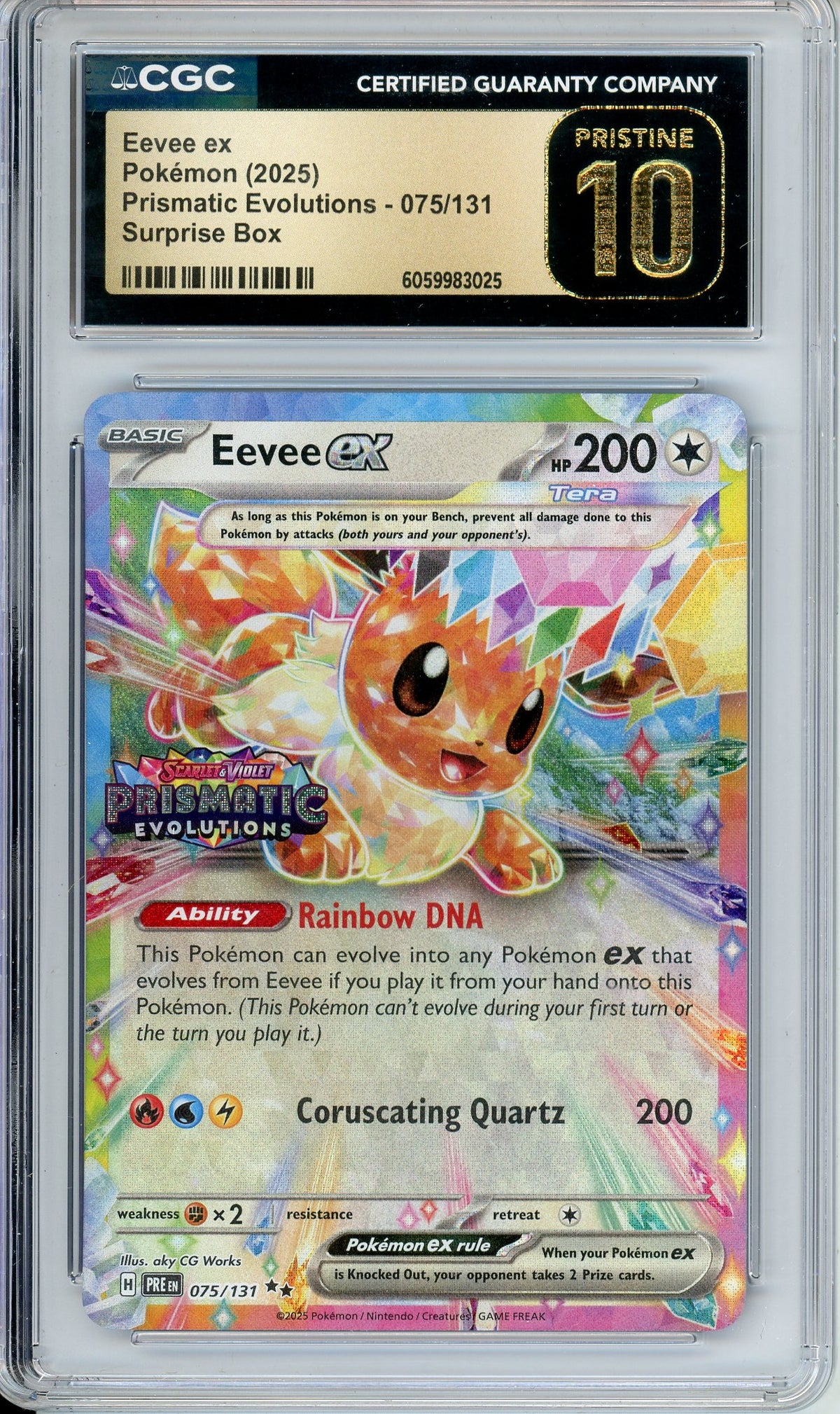 Pokemon Graded: Eevee ex 75/131 Stamped Surprise Box Prismatic Evolutions (2025) Holo CGC Pristine 10