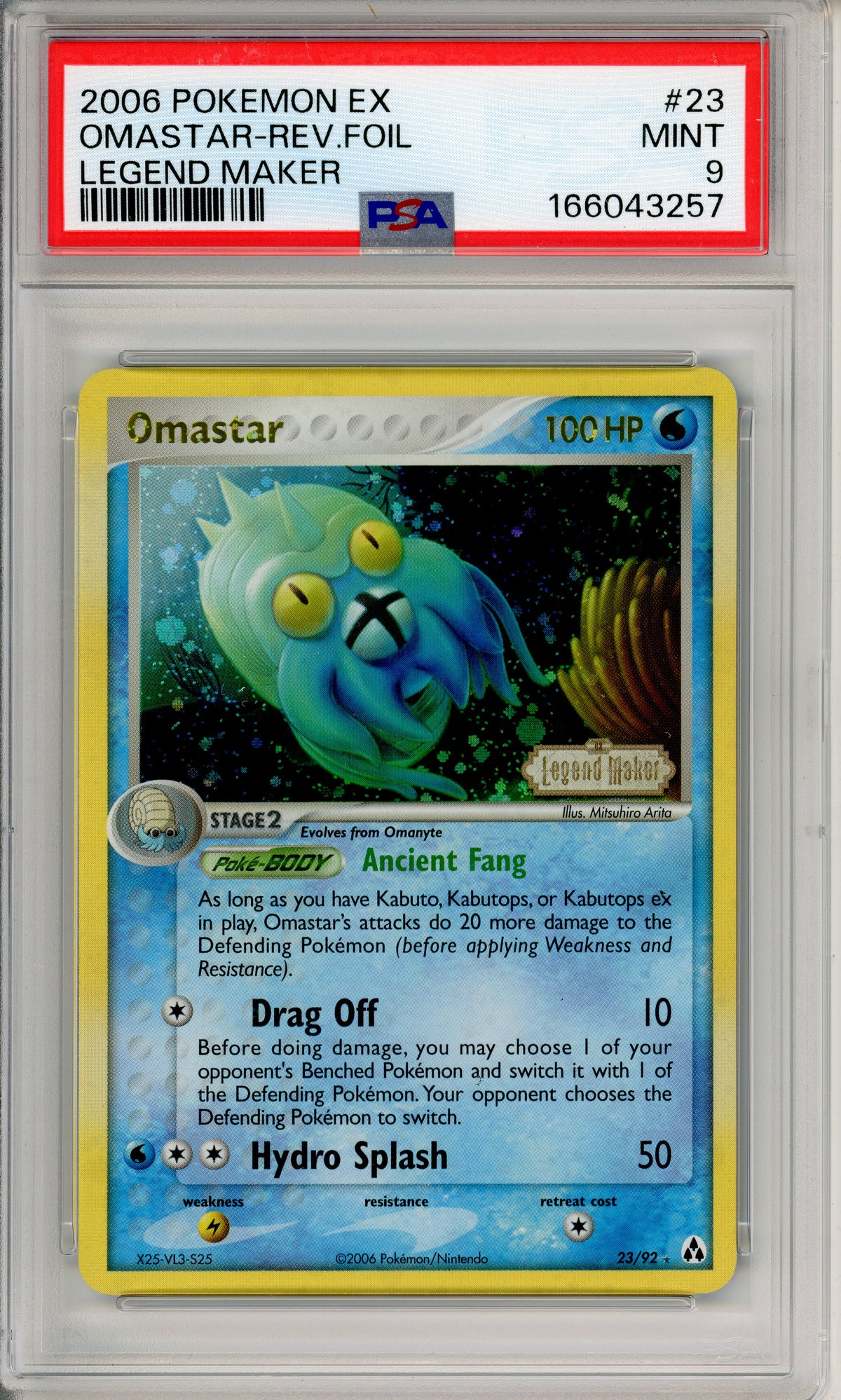 Pokemon Graded: Omastar 23/92 Legend Maker (2006) Reverse Foil PSA 9