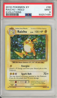 Pokemon Graded: Raichu 36/108 XY Evolutions (2016) Holo PSA 9