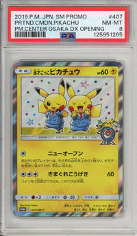 Pokemon Graded: JP Pretend Comedian Pikachu #407 PC Osaka Opening Promo (2019) Holo PSA 8