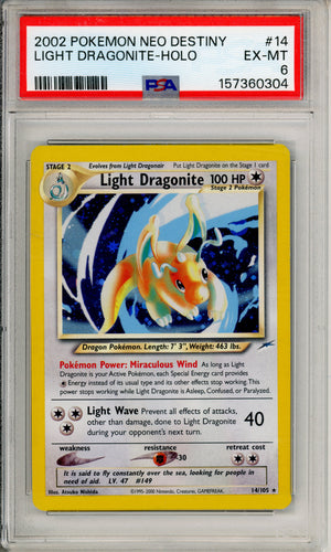 Pokemon Graded: Light Dragonite 14/105 Neo Destiny (2002) Holo PSA 6
