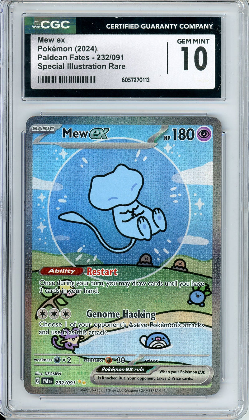 Pokemon Graded: Mew ex 232/91 Paldean Fates (2024) SIR Holo CGC 10 ...