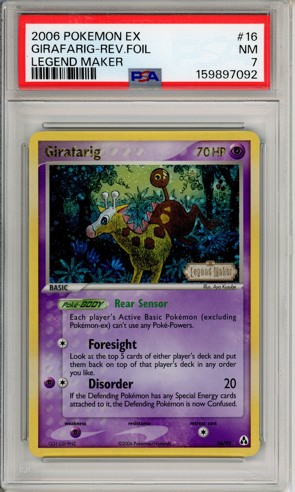 Pokemon Graded: Girafarig 19/92 Legend Maker (2006) Reverse Foil PSA 7