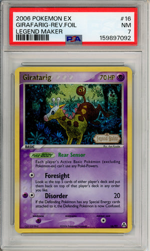 Pokemon Graded: Girafarig 19/92 Legend Maker (2006) Reverse Foil PSA 7