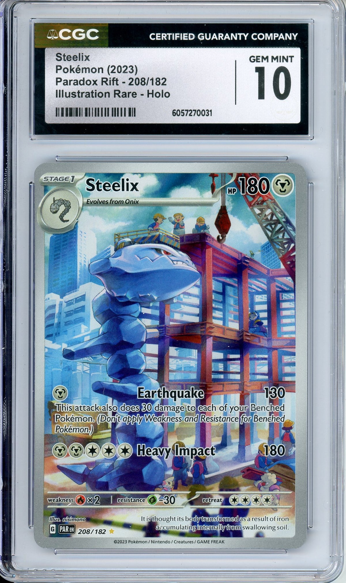 Pokemon Graded: Steelix 208/182 Paradox Rift (2023) Illustration Rare Holo CGC 10