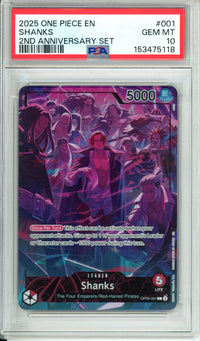 One Piece Graded: Shanks Leader Alt Art OP09-001 2nd Anniversary Set PSA 10