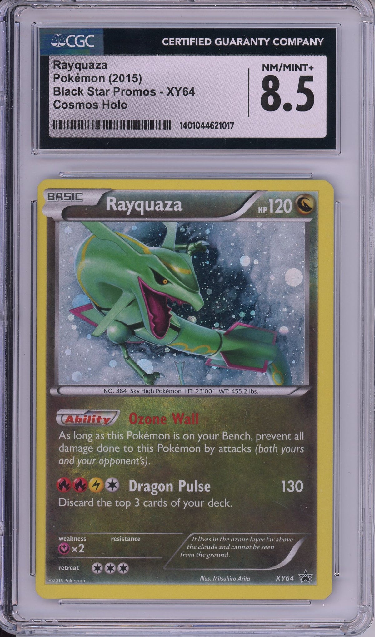 Pokemon Graded: Rayquaza #XY64 XY Black Star Promo (2015) Cosmos Holo CGC 8.5