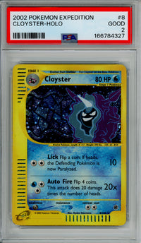 Pokemon Graded: Cloyster 8/165 Expedition (2002) Holo PSA 2