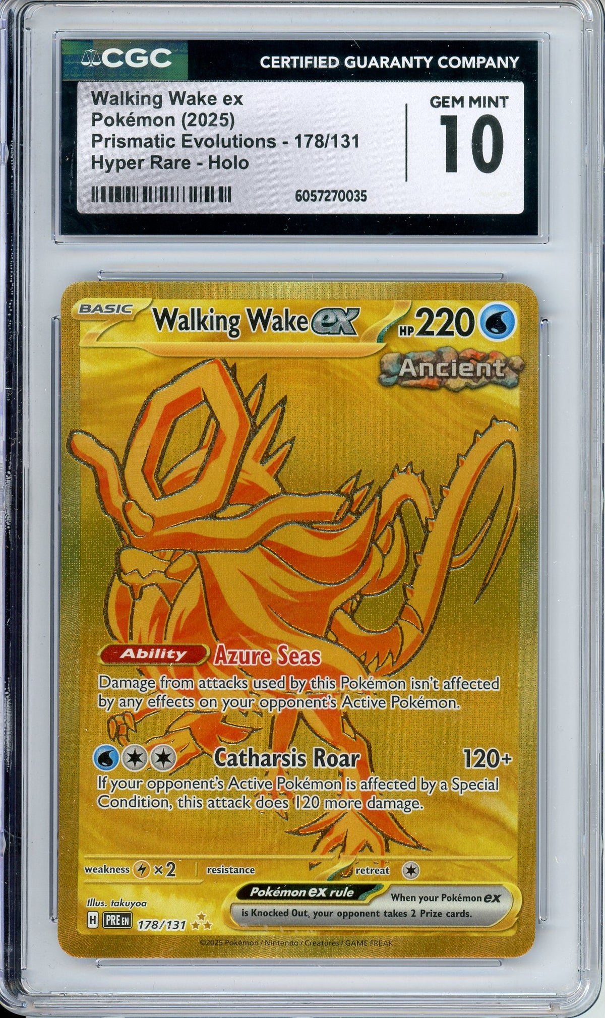 Pokemon Graded: Walking Wake ex 178/131 Prismatic Evolutions (2025) Gold Hyper Rare CGC 10