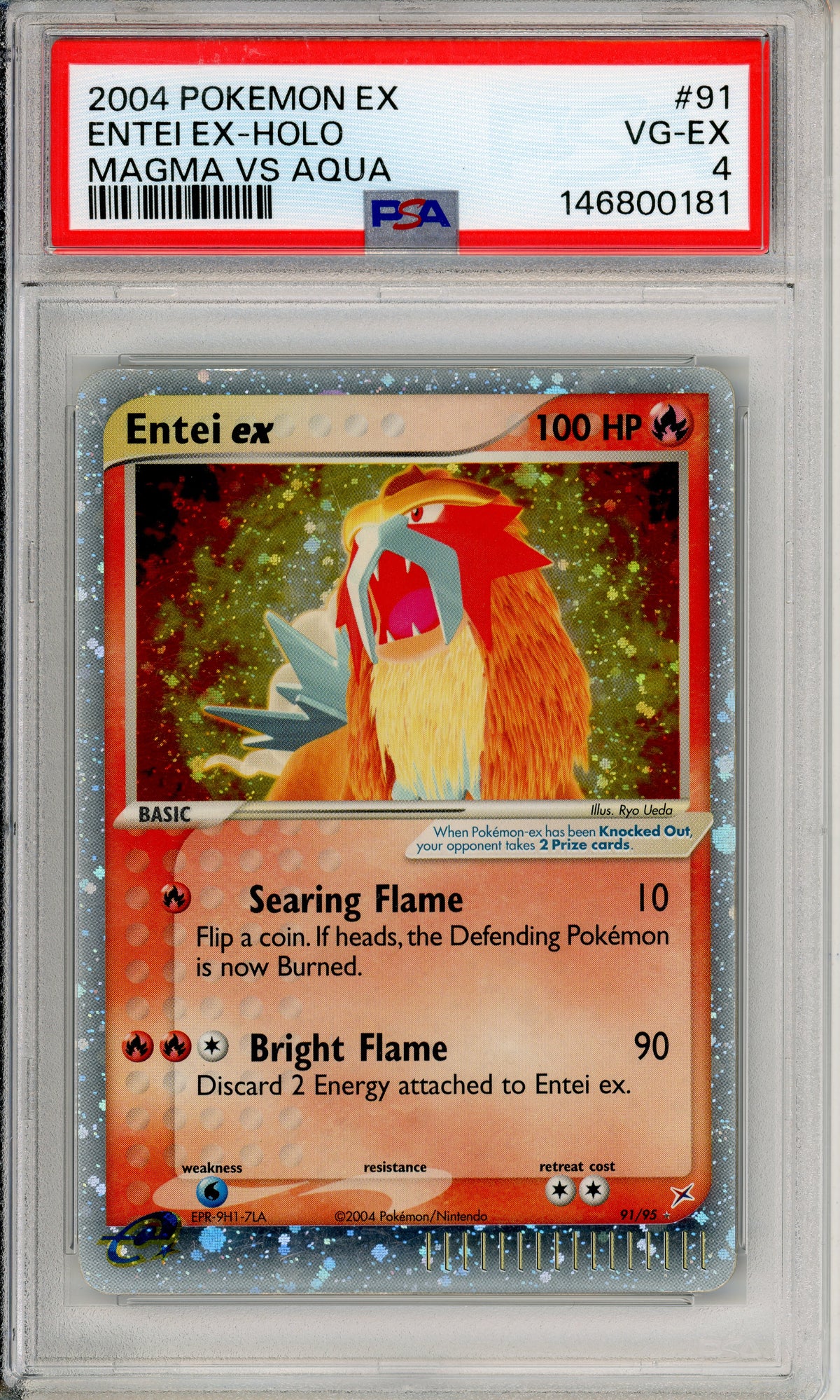 Pokemon Graded: Entei ex 91/95 Magma Vs. Aqua (2004) Holo PSA 4