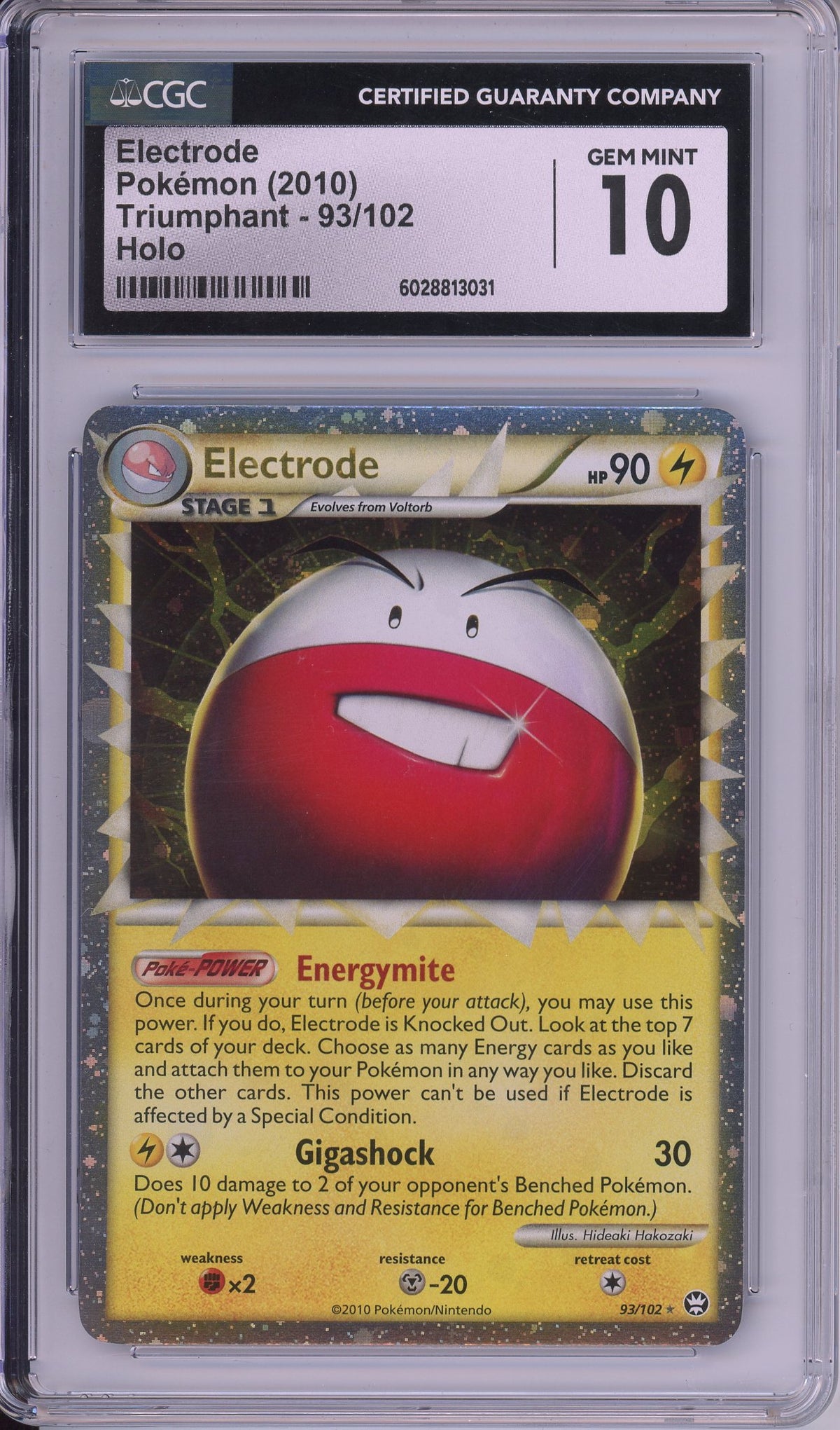 Pokemon Graded: Electrode 93/102 Triumphant (2010) Holo CGC 10
