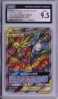 Pokemon Graded: Moltres & Zapdos & Articuno GX #SM210 Hidden Fates ETB Promo (2019) Holo CGC 9.5