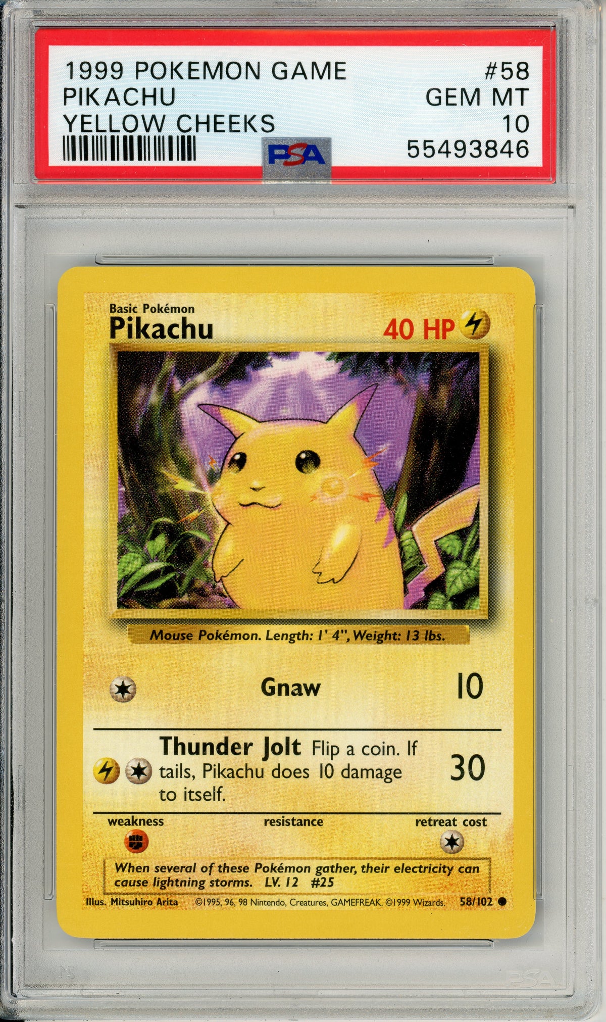 Pokemon Graded: Pikachu 58/102 Base Set Yellow Cheeks (1999) PSA 10