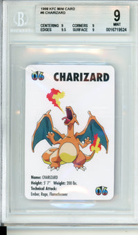 Pokemon Graded: 1998 KFC Mini Card Charizard #6 Beckett 9 MINT