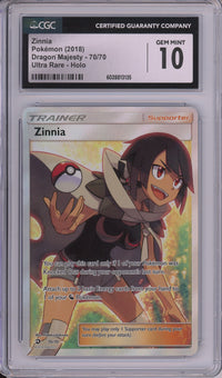 Pokemon Graded: Zinnia Trainer 70/70 Dragon Majesty (2018) Ultra Rare Holo CGC 10