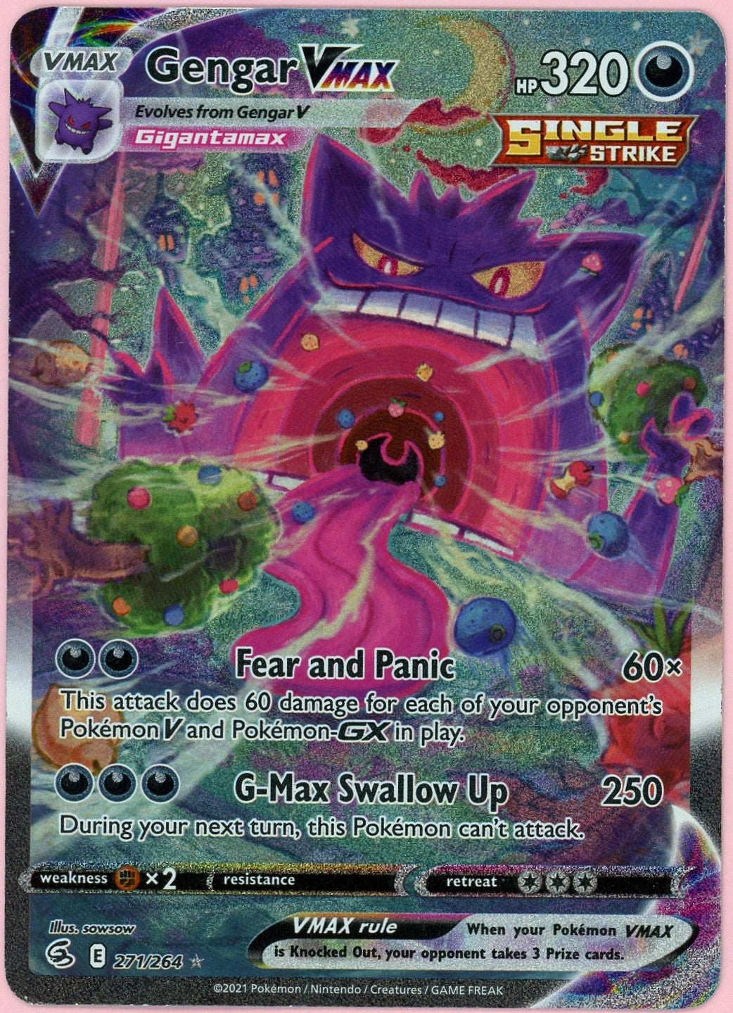 Pokemon Single: Gengar VMAX 271/164 Fusion Strike (2021) Full Art LP