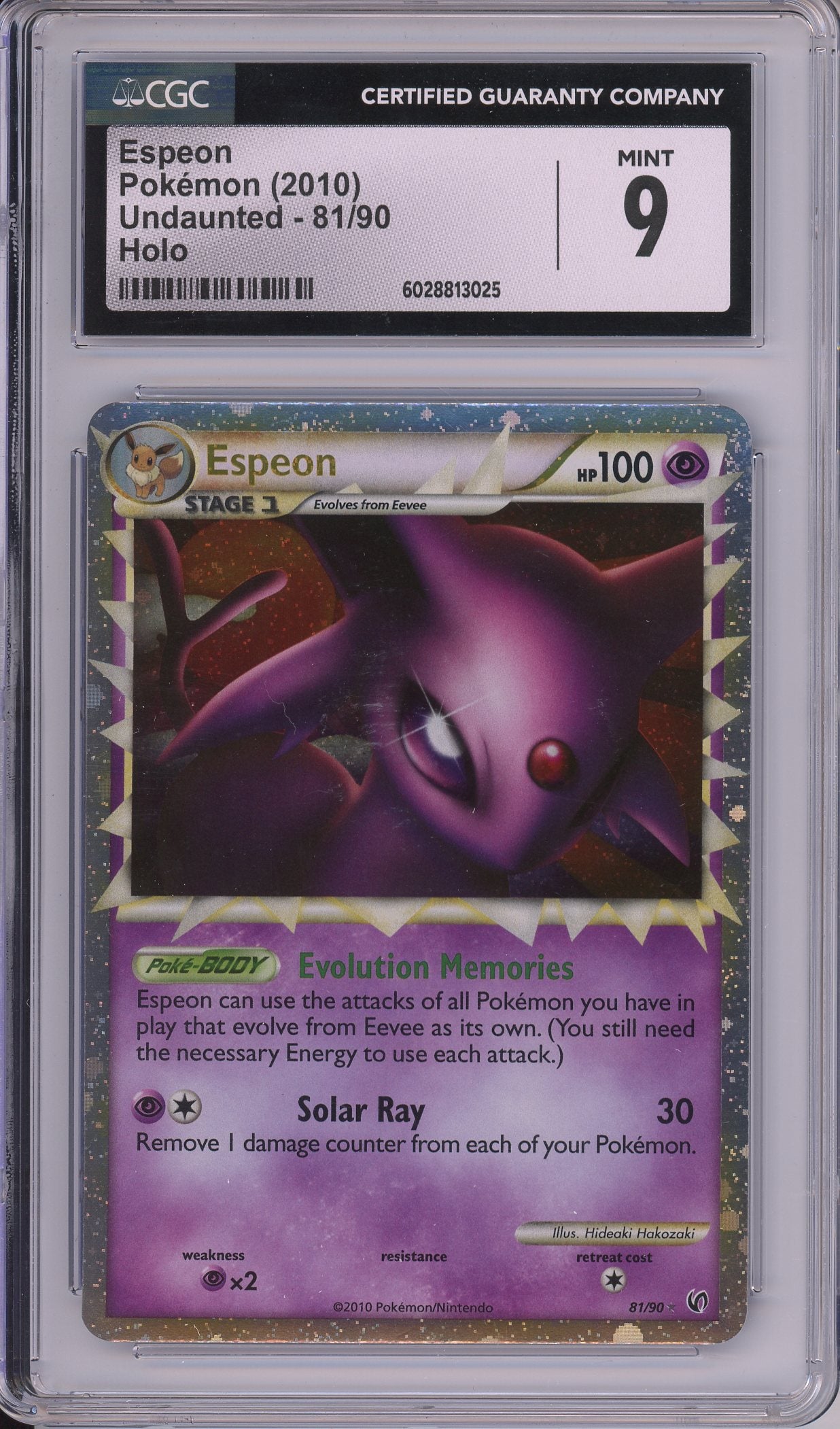 Pokemon Graded: Espeon 81/90 Undaunted (2010) Holo CGC 9 – Double