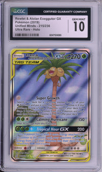 Pokemon Graded: Rowlet & Alolan Exegutor GX CGC 10