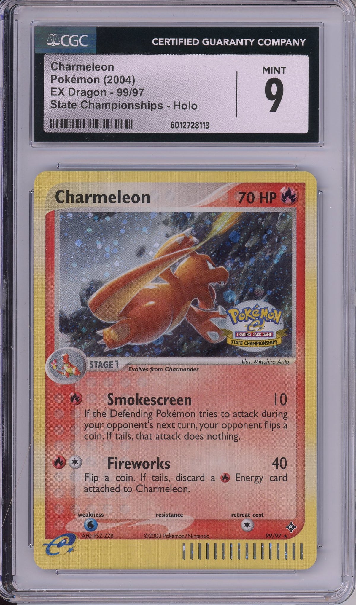 Pokemon Graded: Charmeleon 99/97 Ex Dragon State Championships (2004) CGC 9