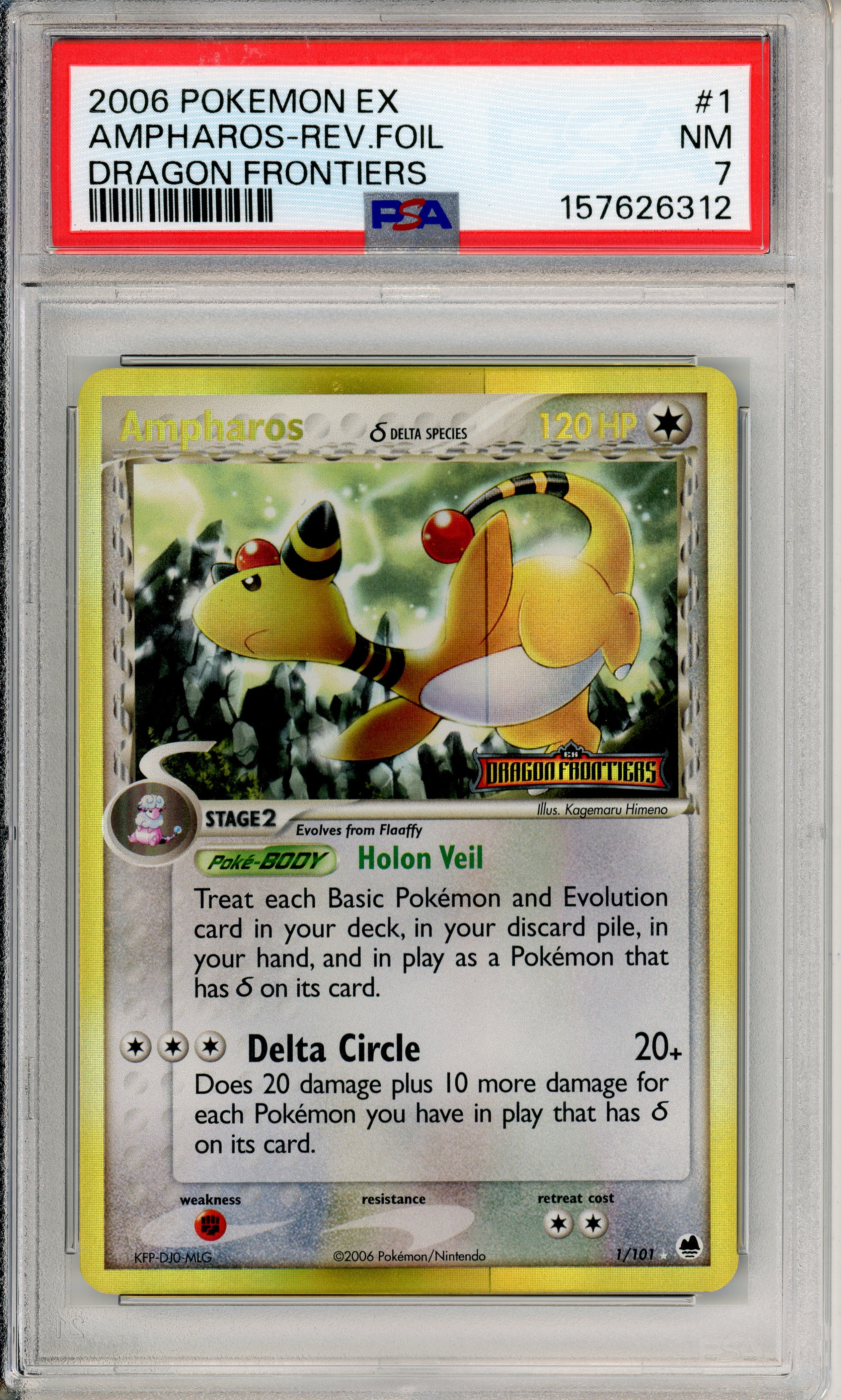 Pokemon Graded: Ampharos 1/101 Dragon Frontiers (2006) Reverse