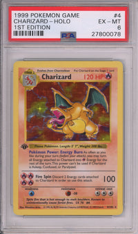 Pokemon Graded: Charizard 1st Edition 4/102 Base Set Shadowless (1999) Holo PSA 6