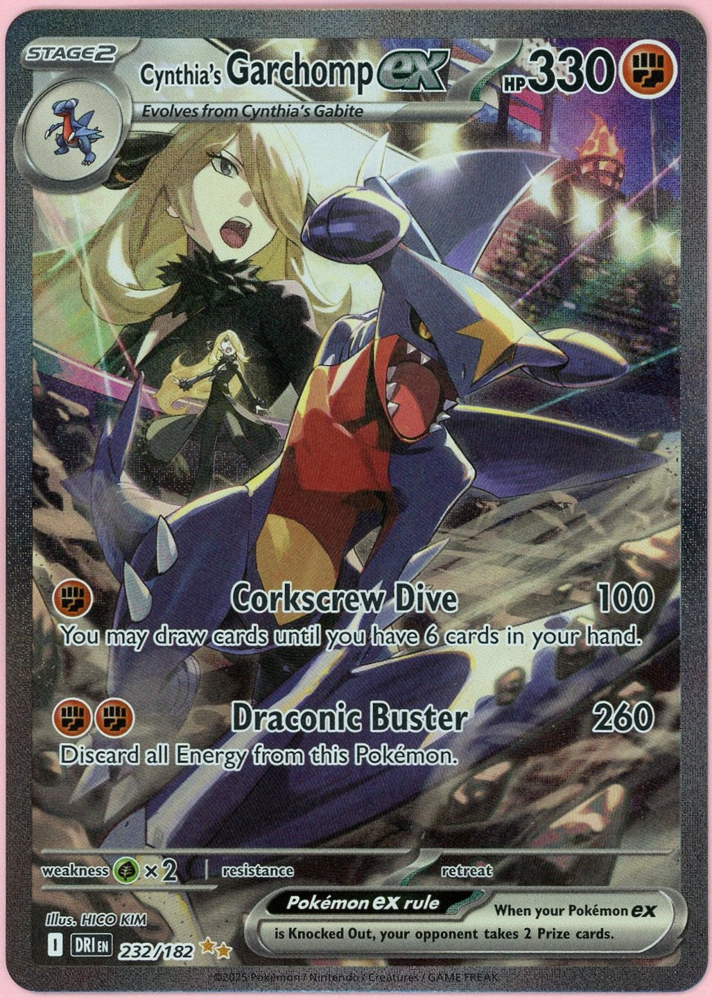 Pokemon Single: Cynthia's Garchomp ex 232/182 Destined Rivals (2025) SIR NM