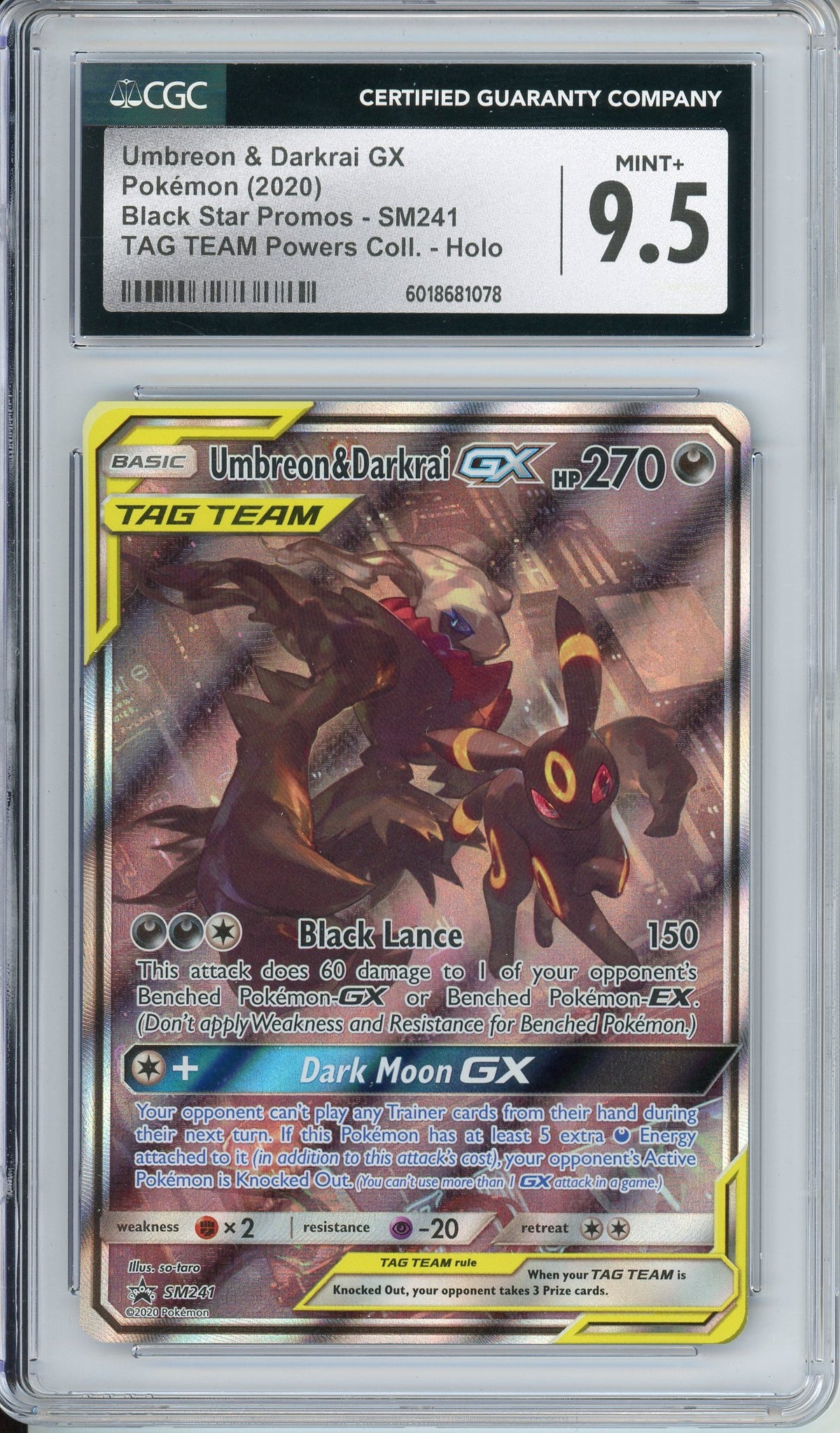 Pokemon Graded: Umbreon & Darkrai #SM241 Tag Team Powers Collection Promo (2020) Holo CGC 9.5