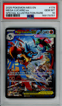 Pokemon Graded: Mega Lucario ex 179/132 Mega Evolution (2025) PSA 10