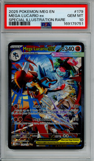 Pokemon Graded: Mega Lucario ex 179/132 Mega Evolution (2025) PSA 10