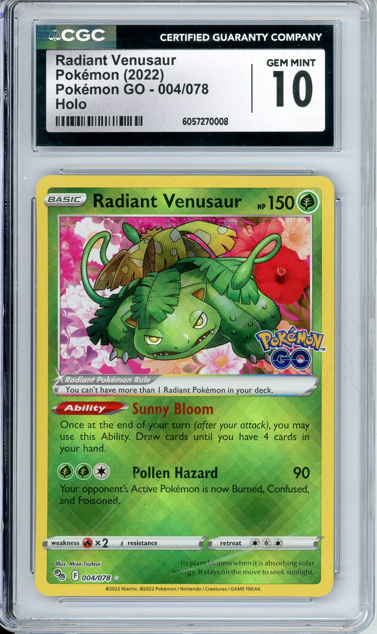 Pokemon Graded: Radiant Venusaur 4/78 Pokemon Go (2022) Radiant Holo CGC 10