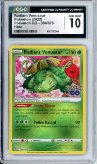 Pokemon Graded: Radiant Venusaur 4/78 Pokemon Go (2022) Radiant Holo CGC 10