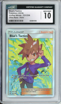 Pokemon Graded: Blue's Tactics Trainer 231/236 Unified Minds (2019) Ultra Rare Holo CGC 10