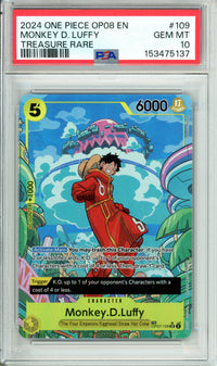 One Piece Graded: Monkey D. Luffy OP07-109 Treasure Rare PSA 10