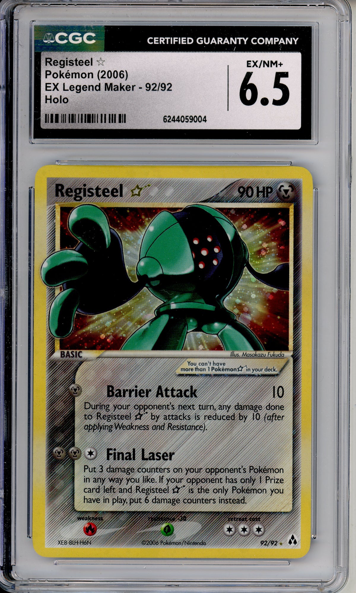 Pokemon Graded: Registeel 92/92 EX Legend Maker (2006) Holo CGC 6.5