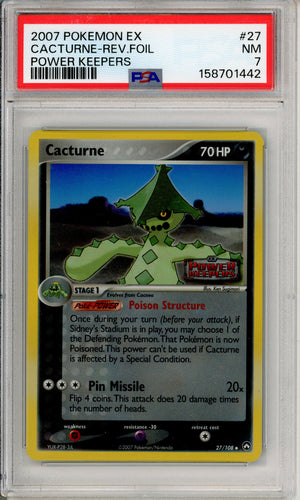 Pokemon Graded: Cacturne 27/108 Power Keepers (2007) Reverse Foil PSA 7