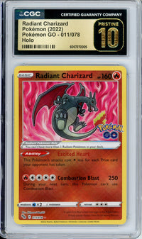 Pokemon Graded: Radiant Charizard 11/78 Pokemon Go (2022) Holo CGC Pristine 10
