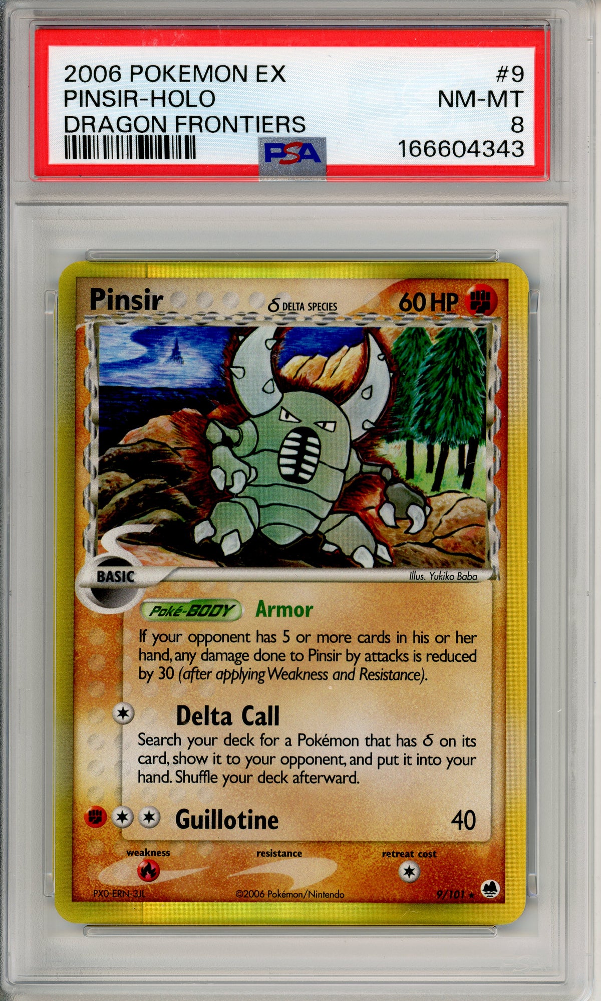 Pokemon Graded: Pinsir 9/101 Dragon Frontiers (2006) Holo PSA 8