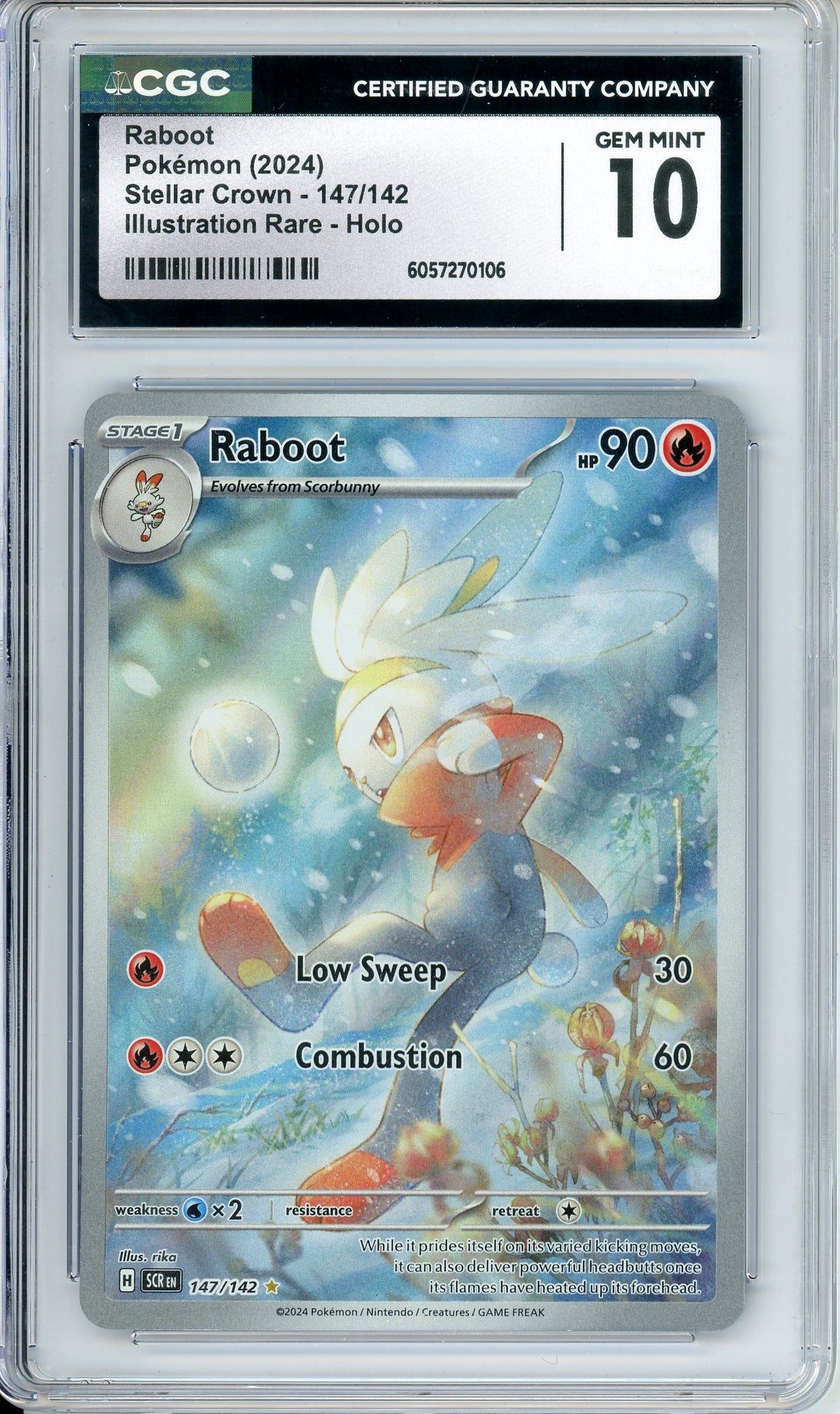 Pokemon Graded: Raboot 147/142 Stellar Crown (2024) IR Holo CGC 10