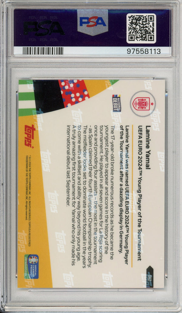 Graded Topps Now: 2024 UEFA Euro Lamine Yamal Young Player #62 Red Foil PSA 10