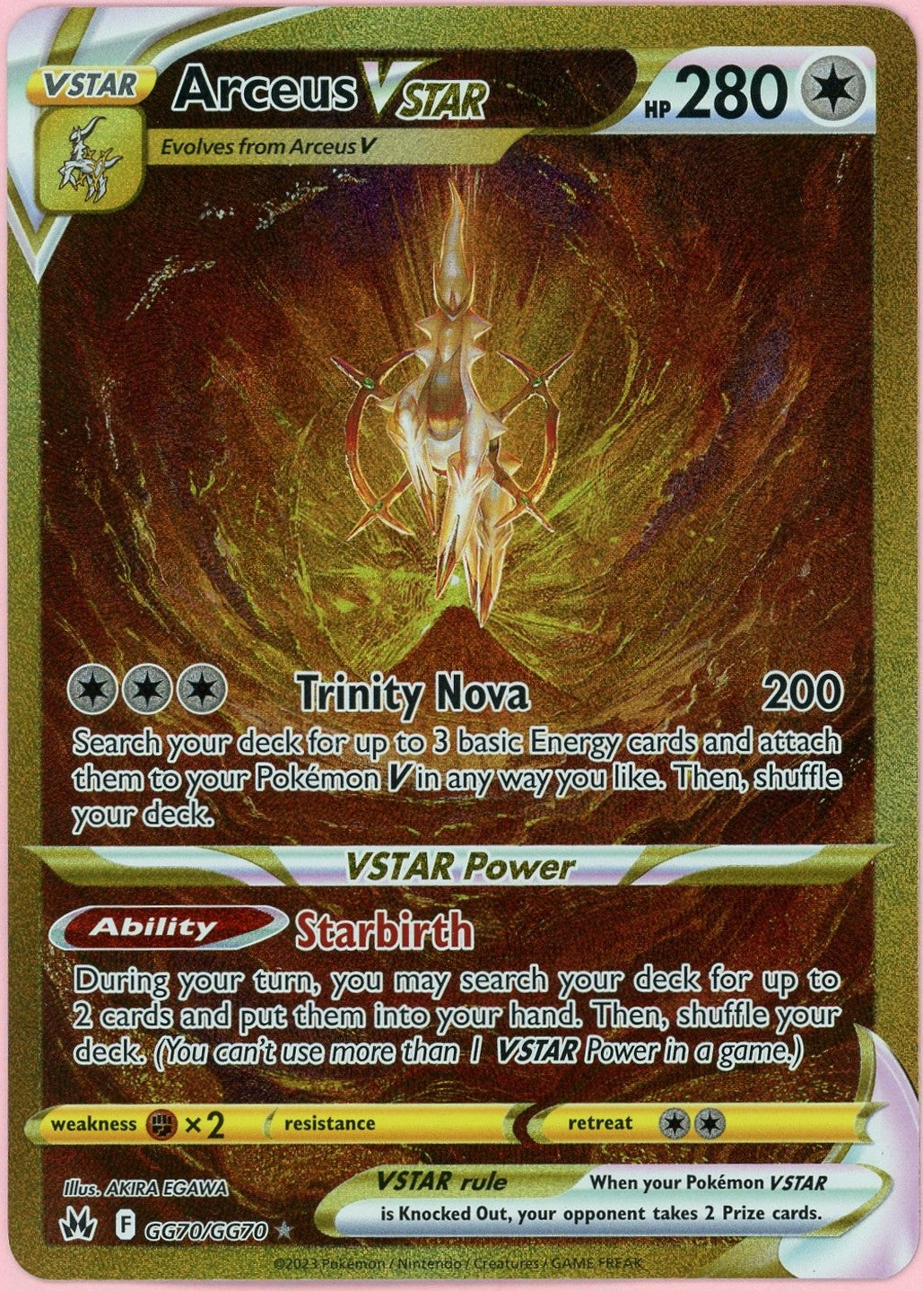 Pokemon Single: Arceus VSTAR GG70/GG70 Crown Zenith (2023) Gold Galarian Gallery LP