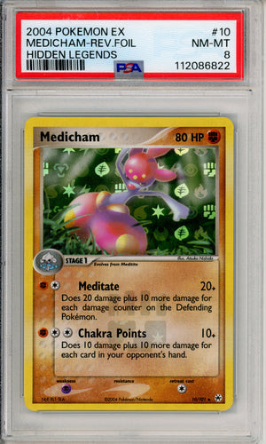 Pokemon Graded: Medicham 10/101 Hidden Legends (2004) Rev. Foil PSA 8