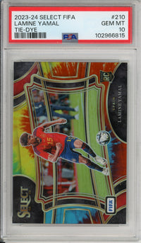 Graded Topps Now: 2023-24 Panini Select FIFA Tie-Dye Lamine Yamal #210 PSA 10