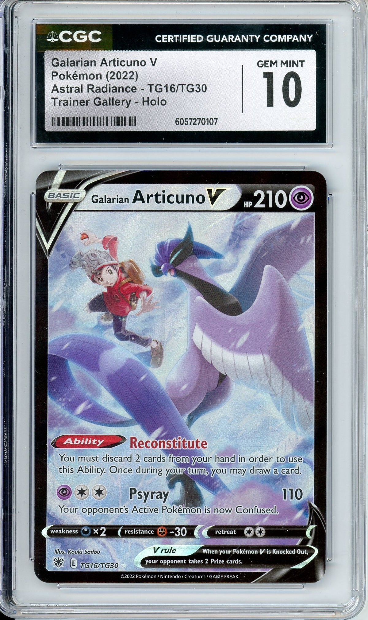 Pokemon Graded: Galarian Articuno V TG16/TG30 Astral Radiance (2022) Trainer Gallery CGC 10