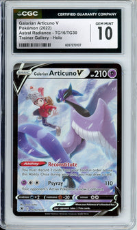 Pokemon Graded: Galarian Articuno V TG16/TG30 Astral Radiance (2022) Trainer Gallery CGC 10
