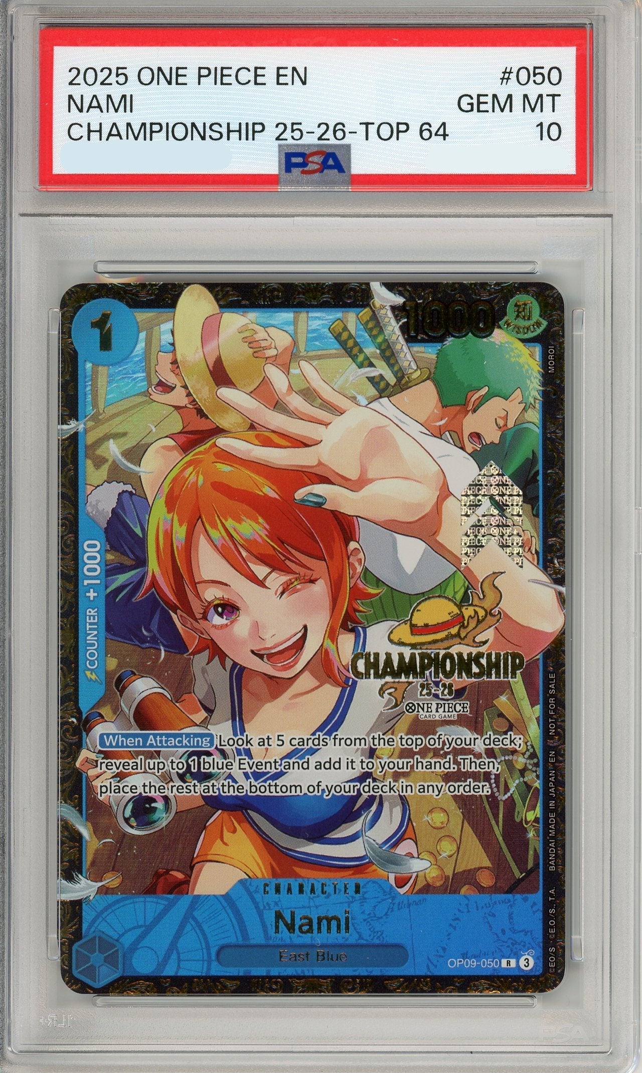 One Piece Graded: Nami OP09-050 Championship 25-26 Top 64 PSA 10